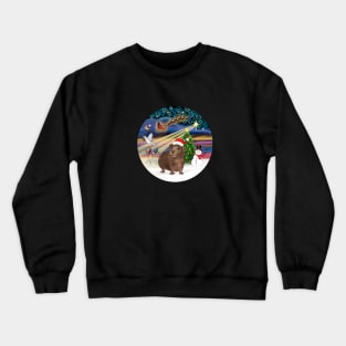 "Christmas Magic" with a Cute Brown Guinea Pig Crewneck Sweatshirt